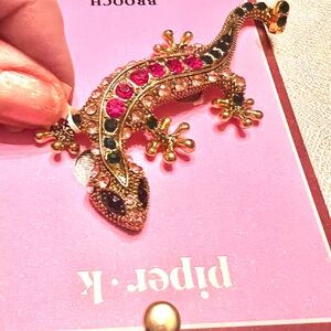 NEW PIPER.K LIZARD Multicolored Glass Stones. Gold tone. Nickel/lead free.